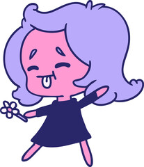 freehand drawn cartoon of cute kawaii girl