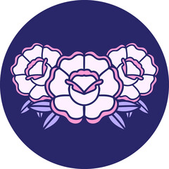iconic tattoo style image of a bouquet of flowers