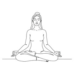 Padmasana Yoga Pose - Minimalist Line Art Vector Illustration for Meditation, Wellness, and Spirituality Themes