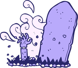 cartoon zombie rising from grave
