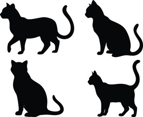 Black cat silhouette vector images for graphic design and halloween decoration elements