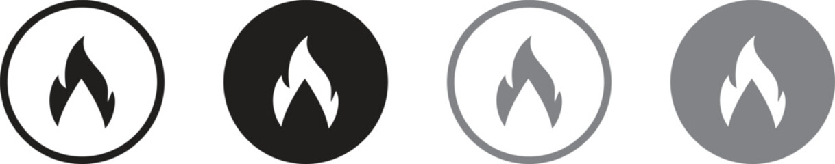  fire icons. Flame design of different shapes. Bonfire images