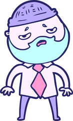 Obraz premium cartoon worried man with beard