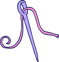 cartoon doodle needle and thread