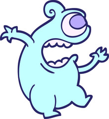 hand drawn doodle style cartoon green alien