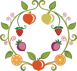Fruit Elements Decorative Border Vector Design.