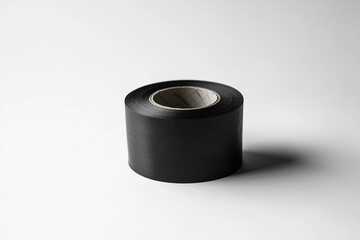 Black tape roll, black paper, white background, high-resolution photography, high-quality photo, high-definition