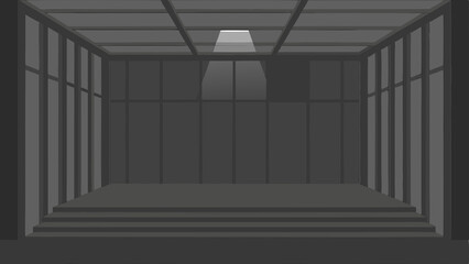 Obraz premium Empty stage illuminated by a spotlight with a grey architectural background