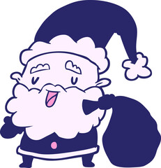 cartoon santa claus carrying sack of presents