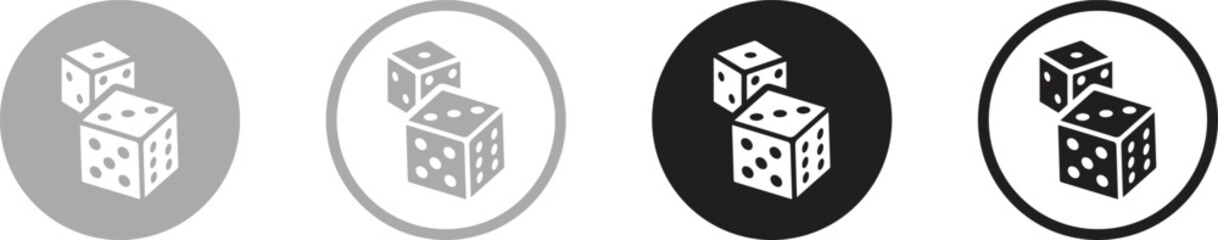 Dice Icon on Black and White Vector Backgrounds