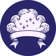 tattoo style icon with banner of a cloud