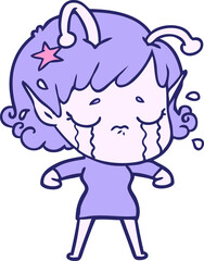 cartoon crying alien girl