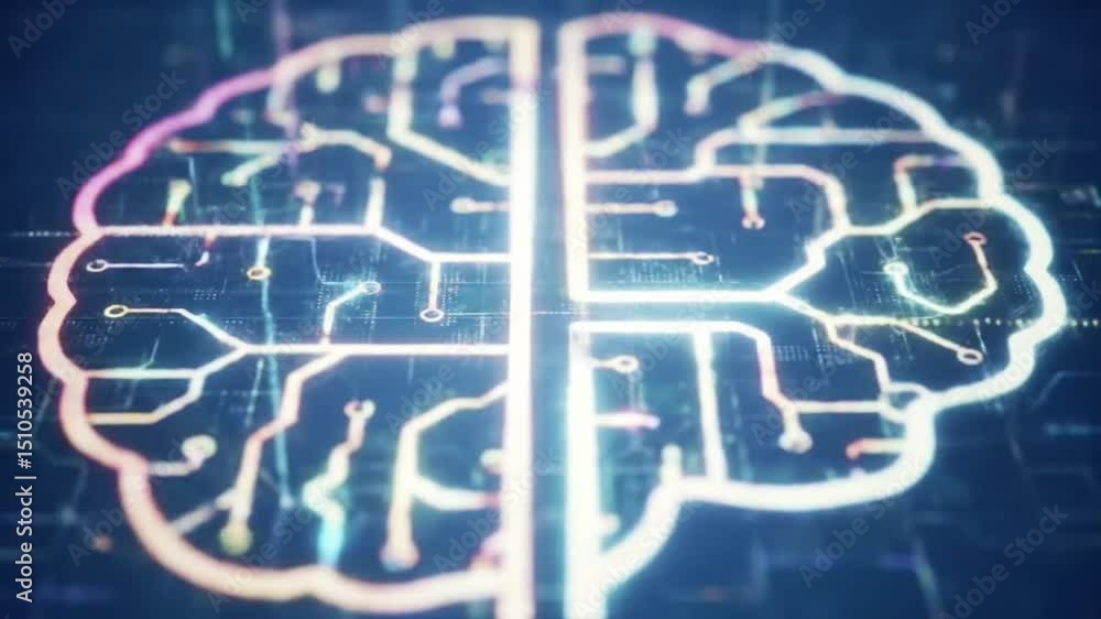 Poster digital brain circuit board animation artificial intelligence concept