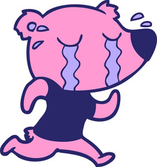 cartoon crying bear running