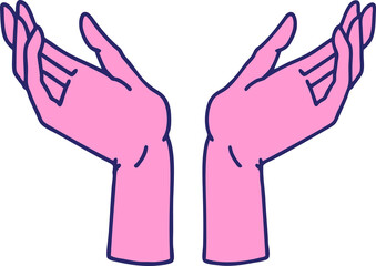 iconic tattoo style image of open hands