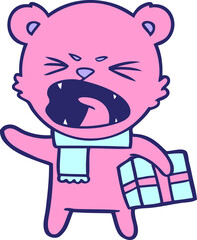 Obraz premium bear cartoon chraracter with present