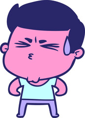 cartoon man sweating
