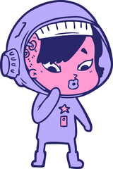 cartoon astronaut woman