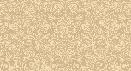 Obraz premium Elegant Beige Damask Pattern Seamless Texture Background