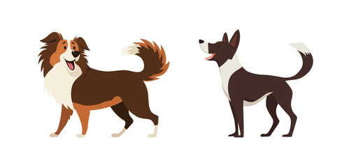 Adorable Cartoon Dog Vector Illustration, Cute Pet Breeds in Flat Design