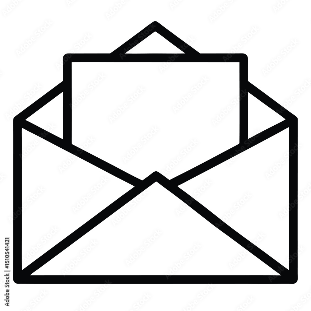Poster open envelope with blank note inside mail message communication