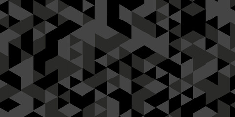 Abstract geometric wall tile and metal cube background triangle wallpaper. Seamless geometric pattern low polygon backdrop background. black diamond overlap polygonal background.	
