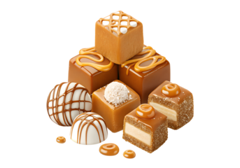 Caramel candies isolated