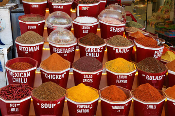 Turkish spices at the  Paspatur old town bazaar in Fethiye. Turkey