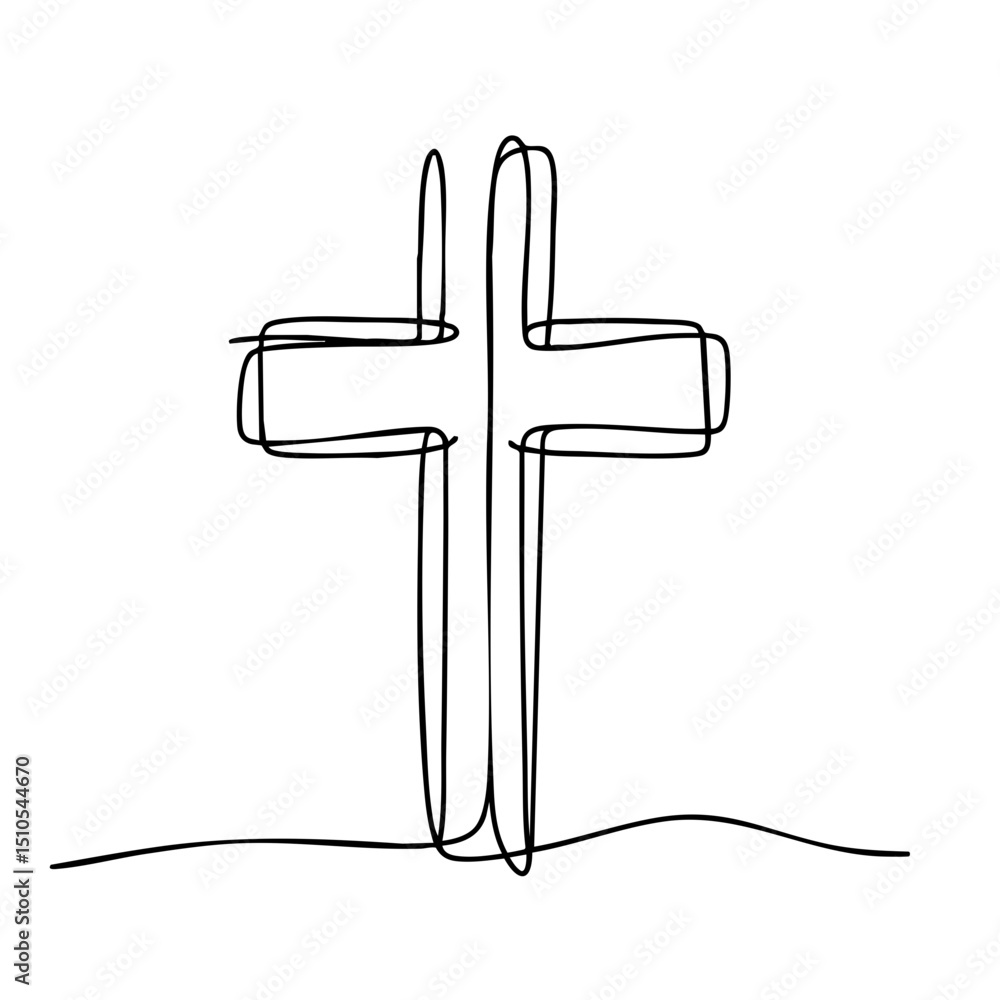 Poster simple line drawing of a cross on a plain background