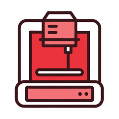 Red 3d printer icon digital fabrication technology