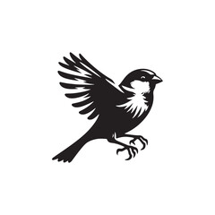 **"Charming House Sparrow Vector Silhouette: Small Urban Bird Design Featuring Compact Body, Short Beak, and Perched Pose in Clean, Minimalist Style for Crafts and Digital Art"**
