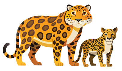 Adult jaguar and cub illustration