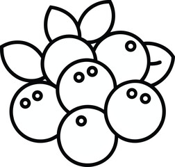 Simple Blueberry Cluster Line Drawing.