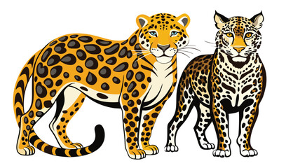 Fototapeta premium Two majestic jaguars standing side by side