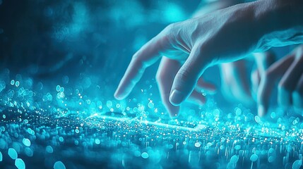 Digital Transformation: Hand Touching Data, Technology Interface, Innovation