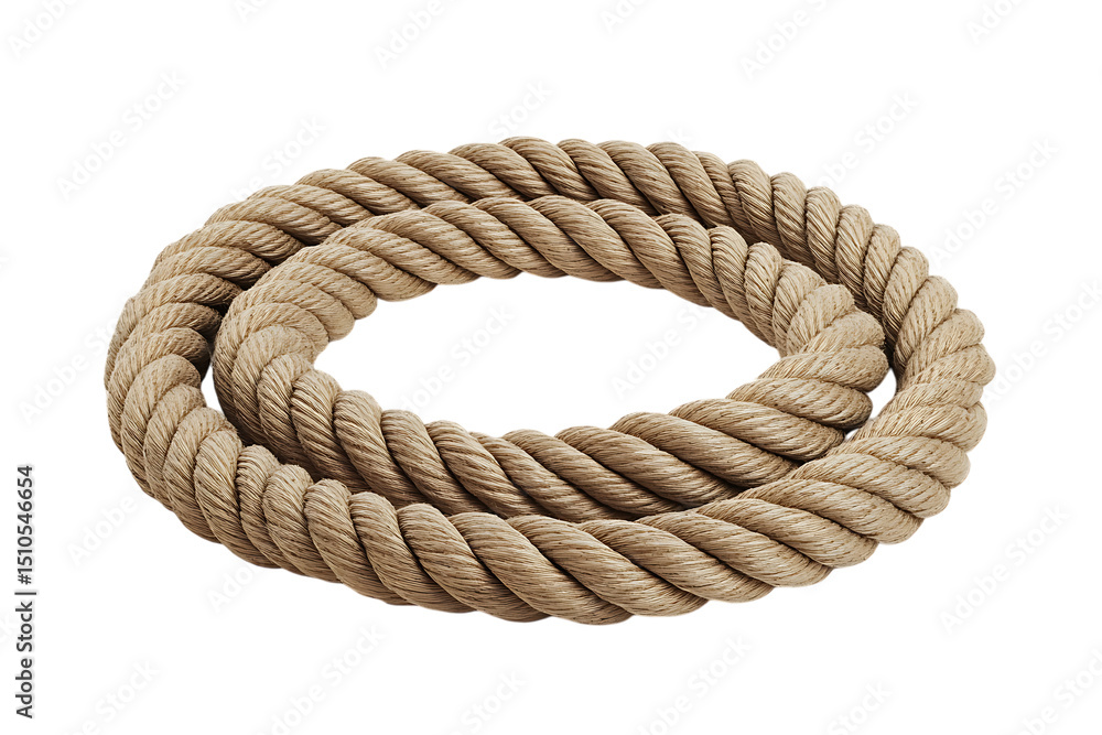 Poster twisted tan rope creating an oval shape on a transparent background