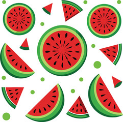 Stylized Watermelon Seamless Pattern Vector.