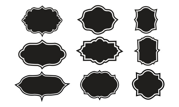 Set of vintage label and badges shape collections. Vector illustration. Black template for patch, insignias