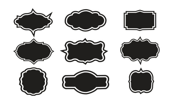 Set of vintage label and badges shape collections. Vector illustration. Black template for patch, insignias