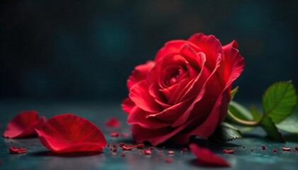 A wilting rose, petals falling, symbolizing the slow, painful end of a passionate relationship The vibrant color fades, mirroring the dimming embers of love , emotional pain, end, love