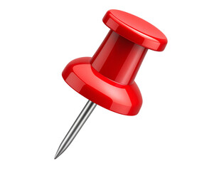 Single Red Pushpin Upright with Shadow, Isolated on Transparent Background PNG