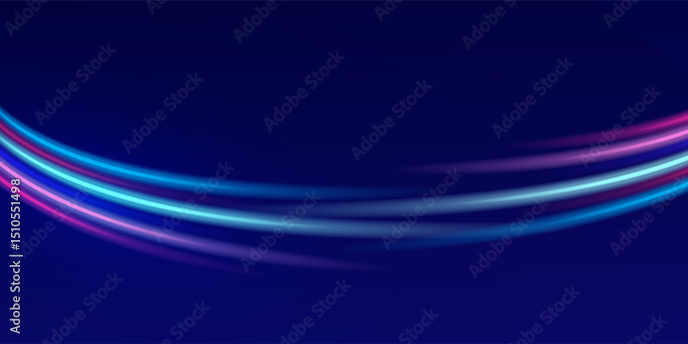 Poster lines in the shape of a comet against a dark background. illustration of high speed concept. motion 