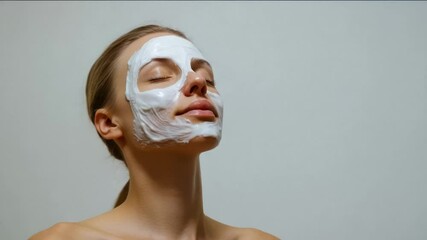 Caucasian woman enjoying a skincare routine with a facial mask, embracing wellness and relaxation spa day - Powered by Adobe