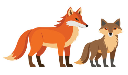 Obraz premium Cartoon fox and wolf illustration for children