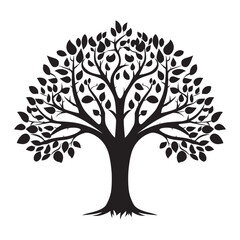 Tree black color on isolated white background