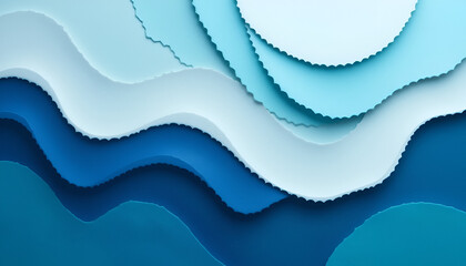 Abstract Blue Waves Paper Cut Design Background Texture for Modern Design Projects