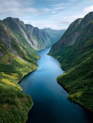 Lofoten Mountains, rocky shores, fjord landscape