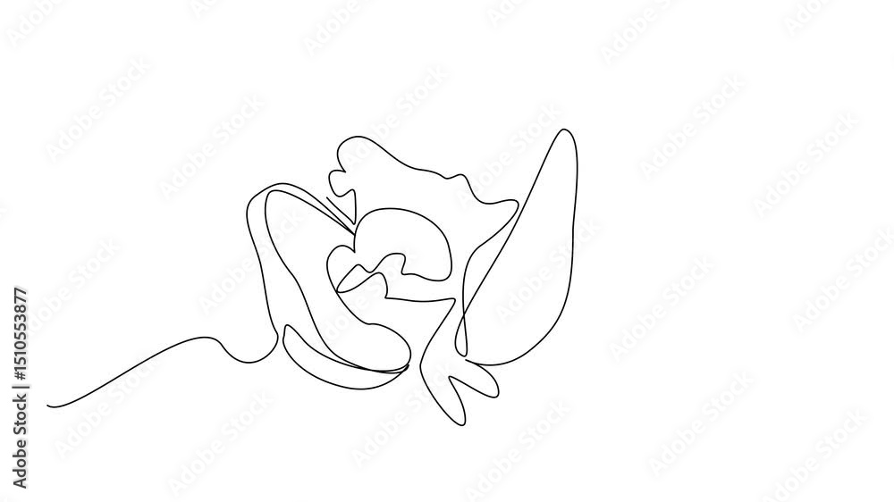 Poster animation of continuous one line drawing avocado cut into 2 parts and splash juice comes out from th