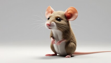 Adorable 3D Render of a Sitting Mouse High-Quality Image
