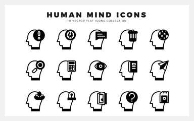 15 Human Mind Lineal Fill icon pack. vector illustration.